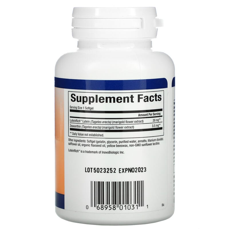 Natural Factors, Lutein, 20 mg , 30 Softgels 68958010311