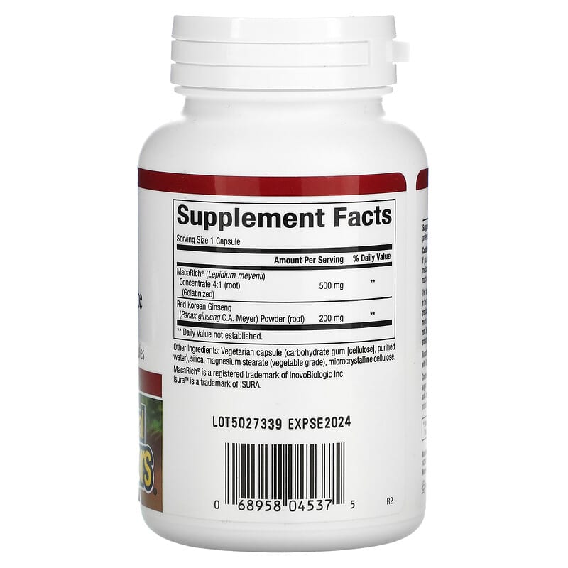 Natural Factors, Maca Rich, Maca Concentrate, Super Strength, 500 mg, 90 Vegetarian Capsules 68958045375