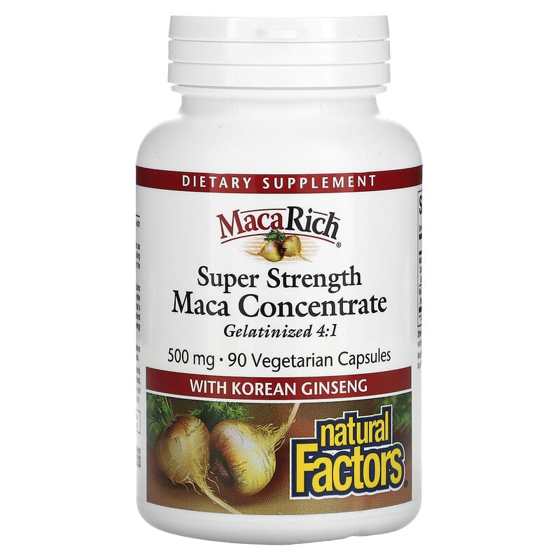 Natural Factors Maca Rich Maca Concentrate Super Strength 500 mg 90 Vegetarian Capsules 68958045375