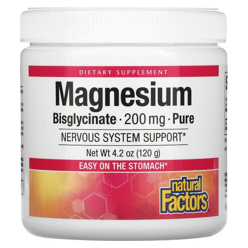 Natural Factors Magnesium Bisglycinate Pure 200 mg 4.2 oz (120 g) 68958016429