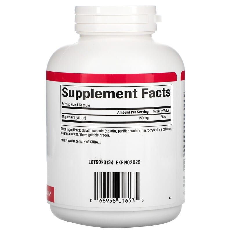 Natural Factors, Magnesium Citrate, 150 mg, 180 Capsules 68958016535