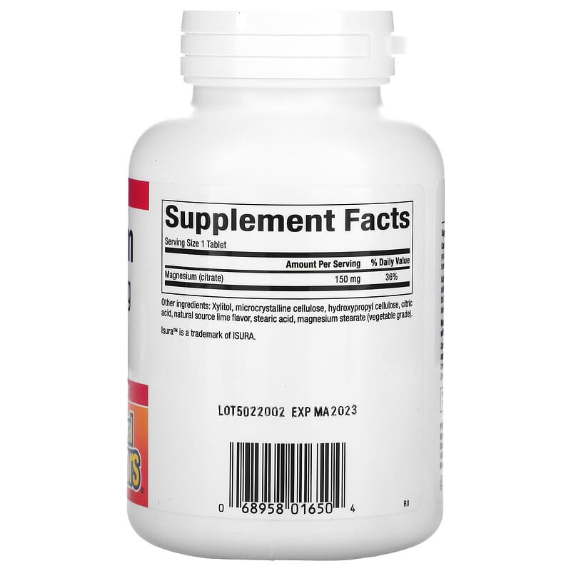 Natural Factors, Magnesium Citrate, Key Lime, 150 mg, 60 Chewable Tablets 68958016504