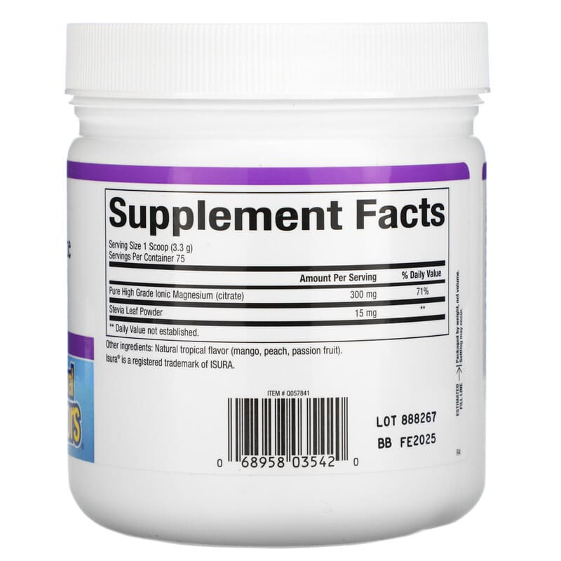 Natural Factors, Magnesium Citrate, Tropical Drink Mix, 8.8 oz  (250 g) 68958035420
