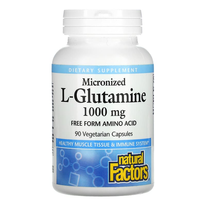 Natural Factors Micronized L-Glutamine 1,000 mg 90 Vegetarian Capsules 68958028101