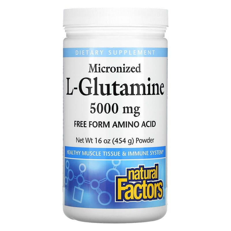 Natural Factors Micronized L-Glutamine Powder 5,000 mg 16 oz (454 g) 68958028170