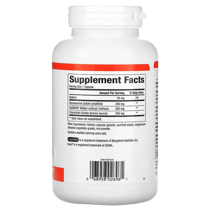 Natural Factors, MSM Joint Formula with Glucosamine & Chondroitin Sulfate, 180 Capsules 68958026961