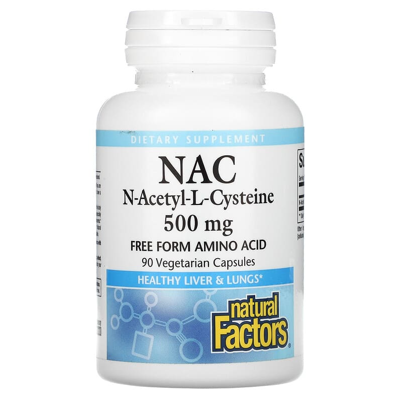 Natural Factors NAC N-Acetyl-L Cysteine 500 mg 90 Vegetarian Capsules 68958028156