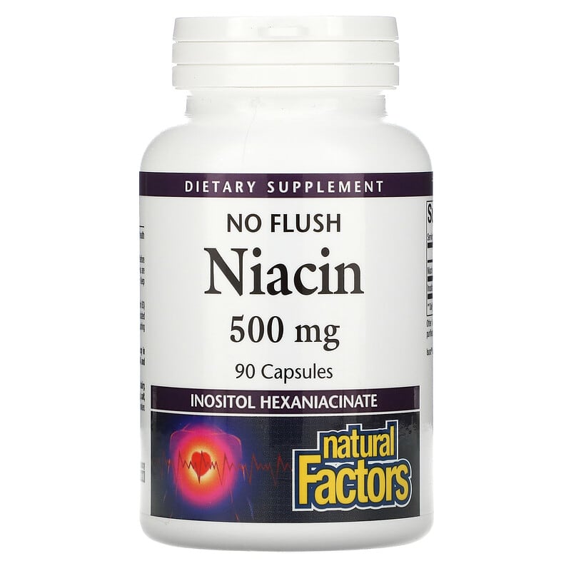 Natural Factors No Flush Niacin 500 mg 90 Capsules 68958012230