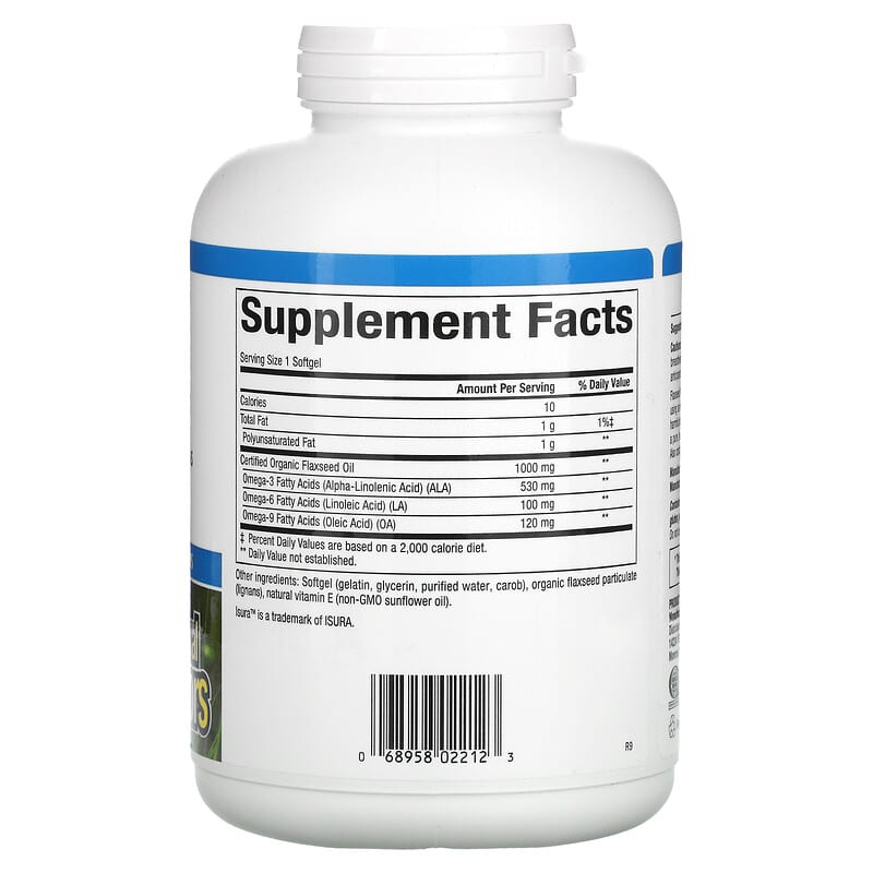 Natural Factors, OmegaFactors, Flaxseed Oil, 1000 mg, 360 Softgels 68958022123