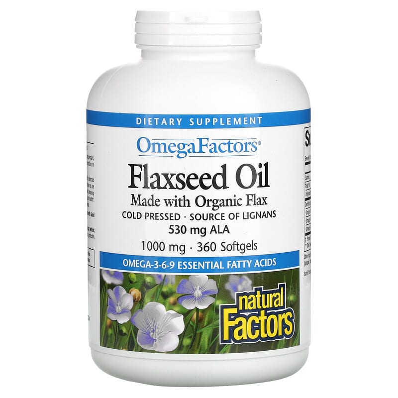 Natural Factors OmegaFactors Flaxseed Oil 1000 mg 360 Softgels 68958022123