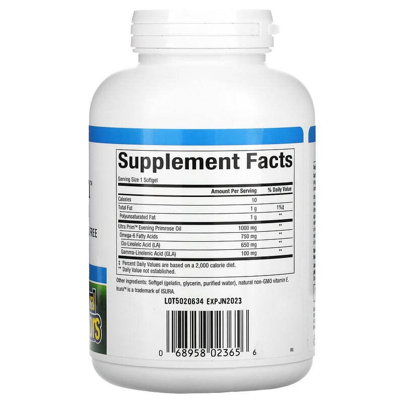 Natural Factors, OmegaFactors, Ultra Prim, Evening Primrose Oil, 1000 mg, 180 Softgels 68958023656