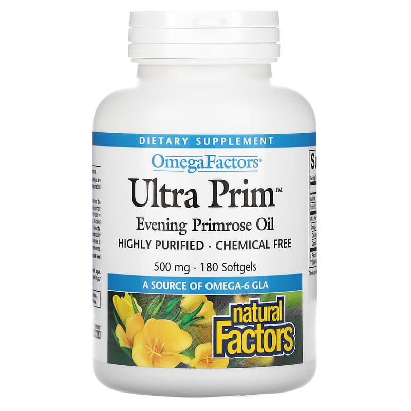 Natural Factors OmegaFactors Ultra Prim Evening Primrose Oil 500 mg 180 Softgels 68958023564