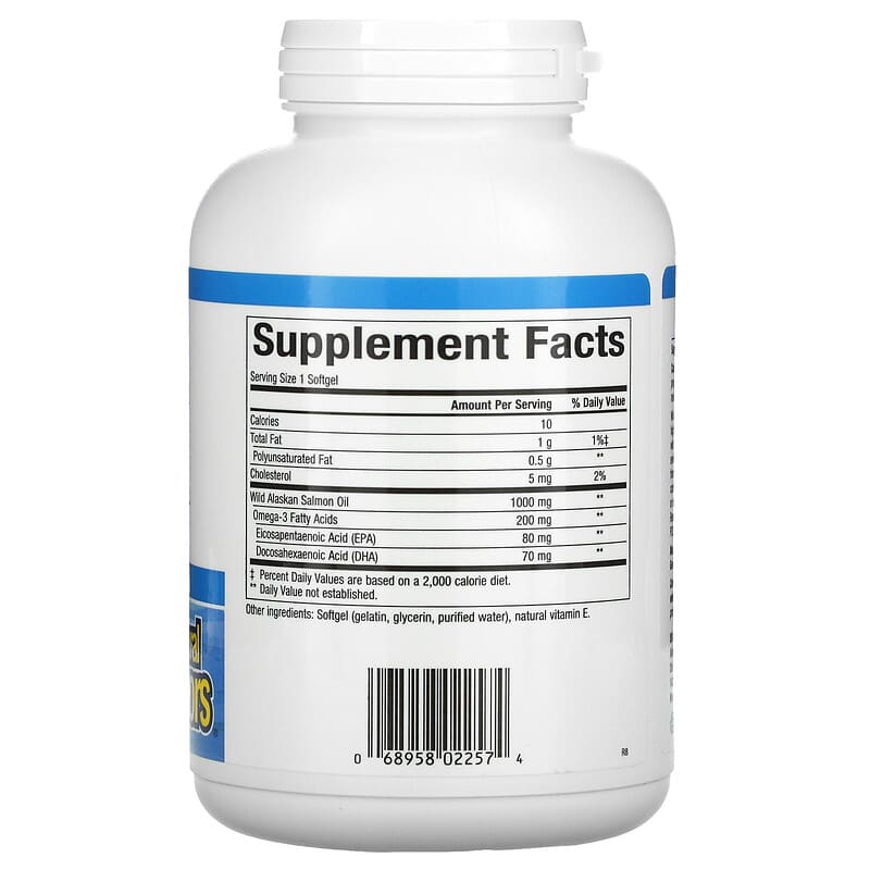 Natural Factors, OmegaFactors, Wild Alaskan Salmon Oil, 1,000 mg, 180 Softgels 68958022574