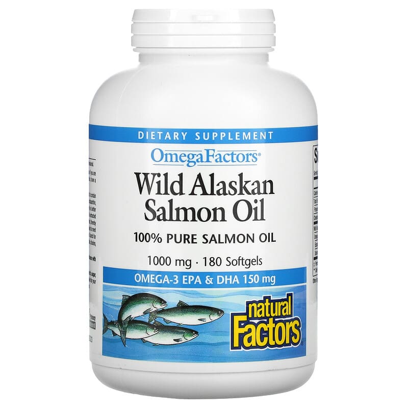Natural Factors OmegaFactors Wild Alaskan Salmon Oil 1,000 mg 180 Softgels 68958022574