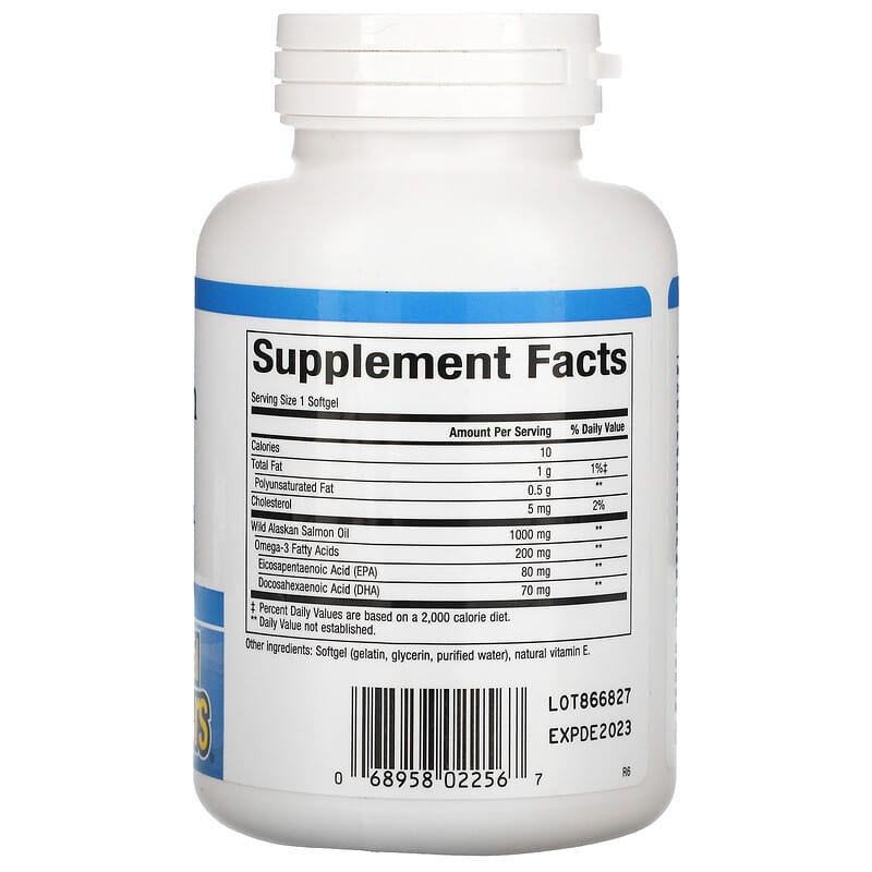 Natural Factors, OmegaFactors, Wild Alaskan Salmon Oil, 1,000 mg, 90 Softgels 68958022567
