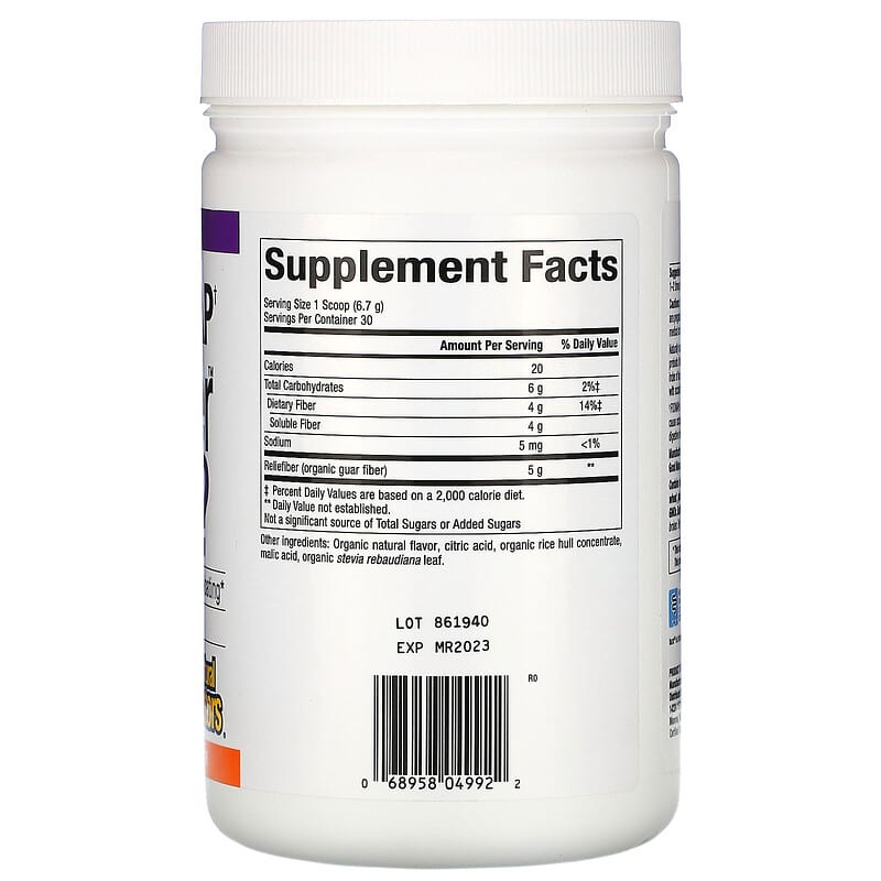 Natural Factors, Organic Low Fodmap Reliefiber, Tropical Flavor, 7.09 oz (201 g) 68958049922