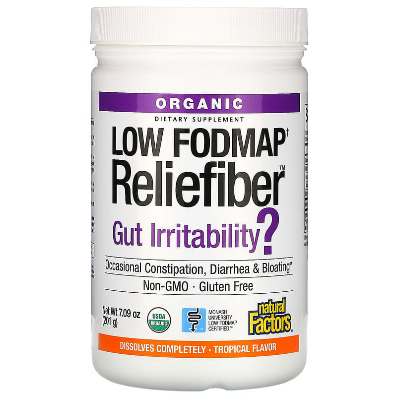 Natural Factors Organic Low Fodmap Reliefiber Tropical Flavor 7.09 oz (201 g) 68958049922