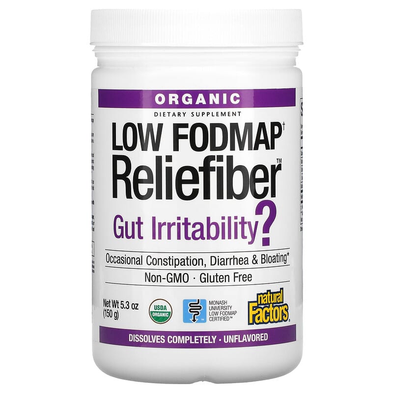 Natural Factors Organic Low Fodmap Reliefiber Unflavored 5.3 oz (150 g) 68958049915