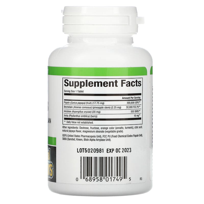 Natural Factors, Papaya Enzymes with Amylase & Bromelain, 120 Chewable Tablets 68958017495