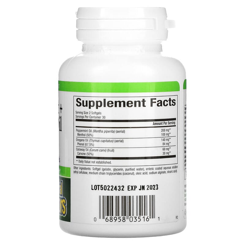 Natural Factors, Peppermint + Oregano Oil Complex, 60 Enteric Coated Softgels 68958035161