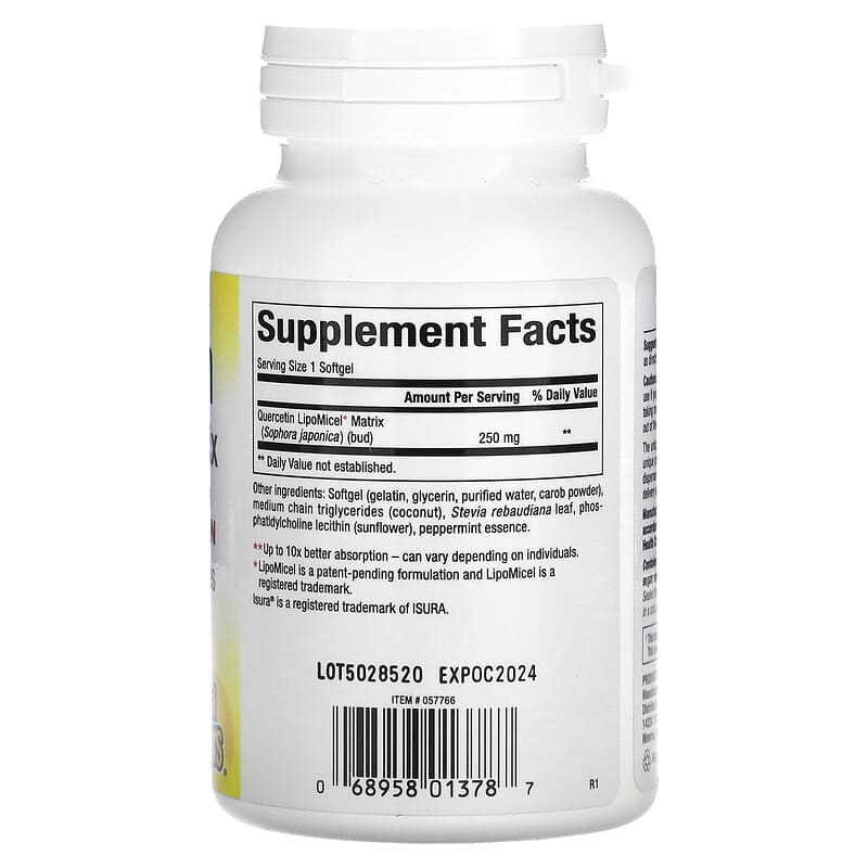 Natural Factors, Quercetin LipoMicel Matrix, 60 Liquid Softgels 68958013787