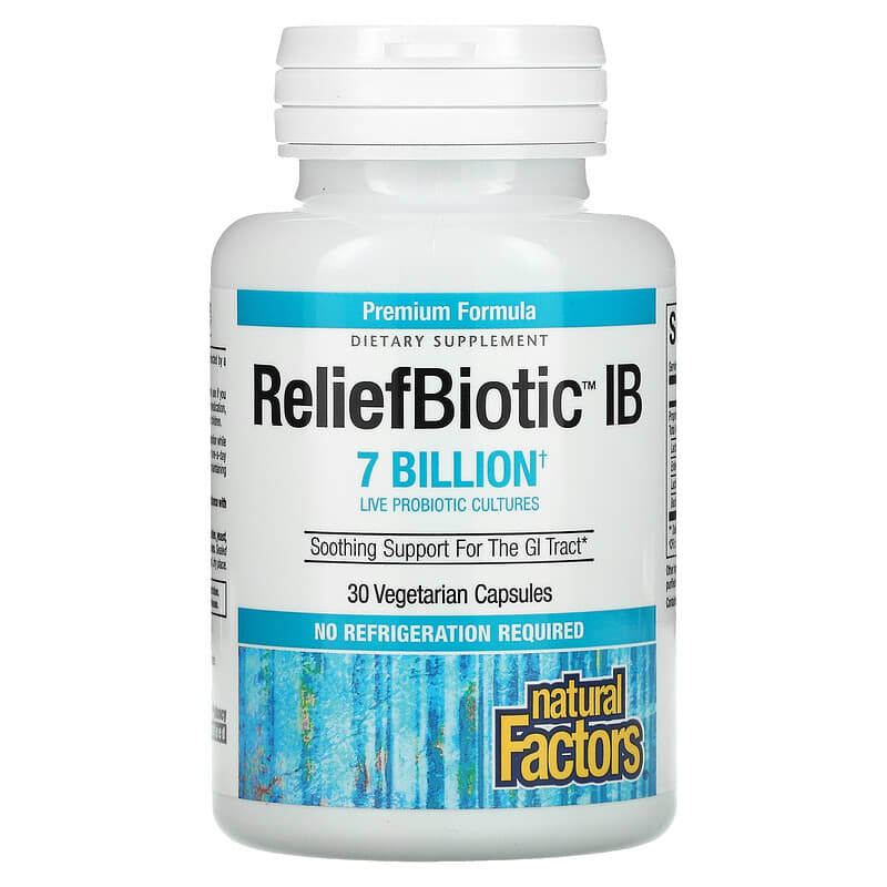 Natural Factors, ReliefBiotic IB, 7 Billion, 30 Vegetarian Capsules 68958018614