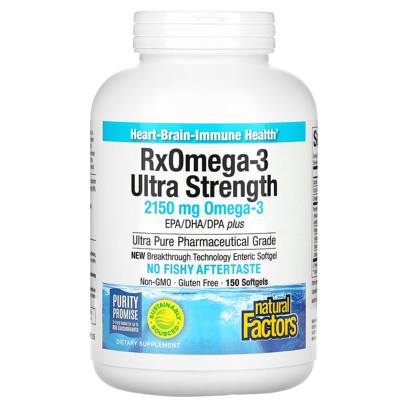 Natural Factors, RxOmega-3 Ultra Strength, 1,075 mg, 150 Softgels 68958354934