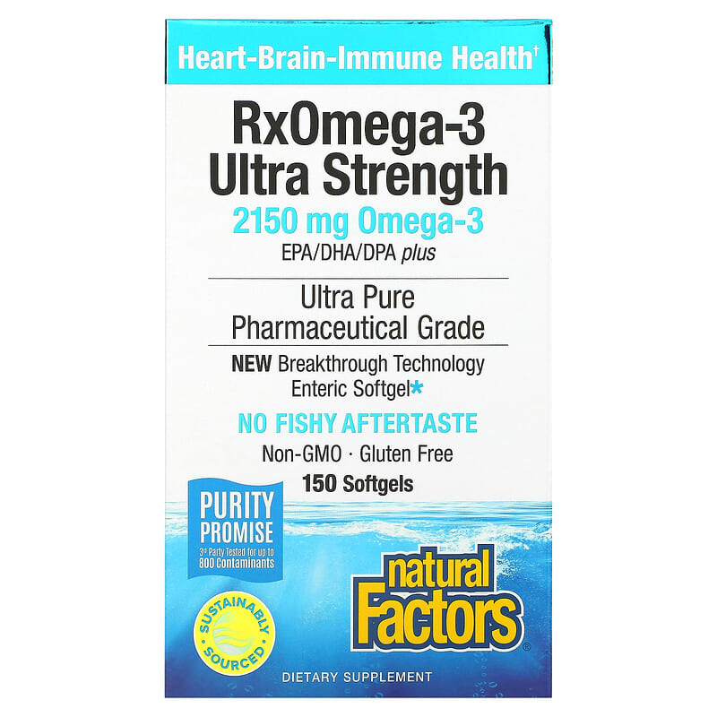 Natural Factors RxOmega-3 Ultra Strength 1,075 mg 150 Softgels 68958354934