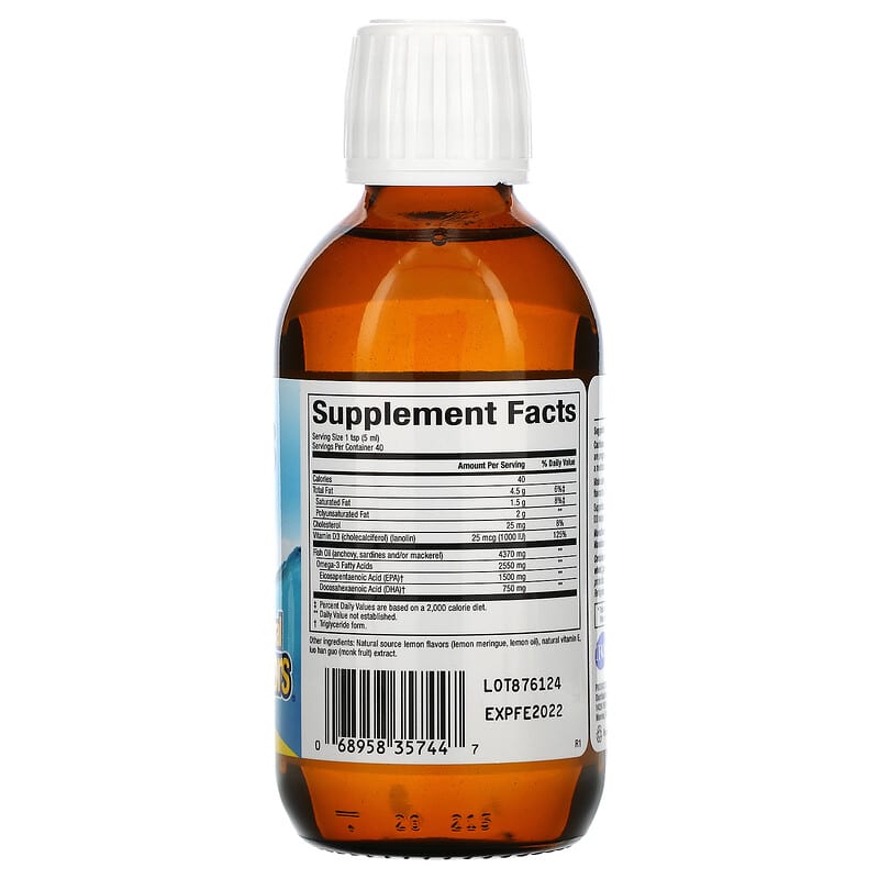 Natural Factors, Sea Rich, Omega-3, 1500 mg EPA/750 mg DHA, with Vitamin D3 Lemon Meringue, 6.76 fl oz (200 ml) 68958357447