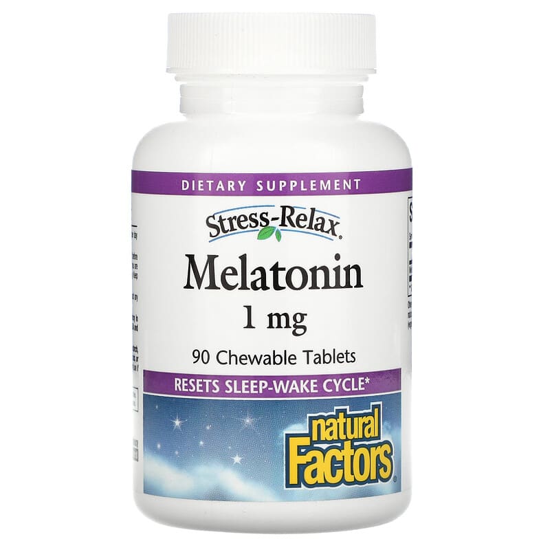 Natural Factors Stress-Relax Melatonin 1 mg 90 Chewable Tablets 68958027135