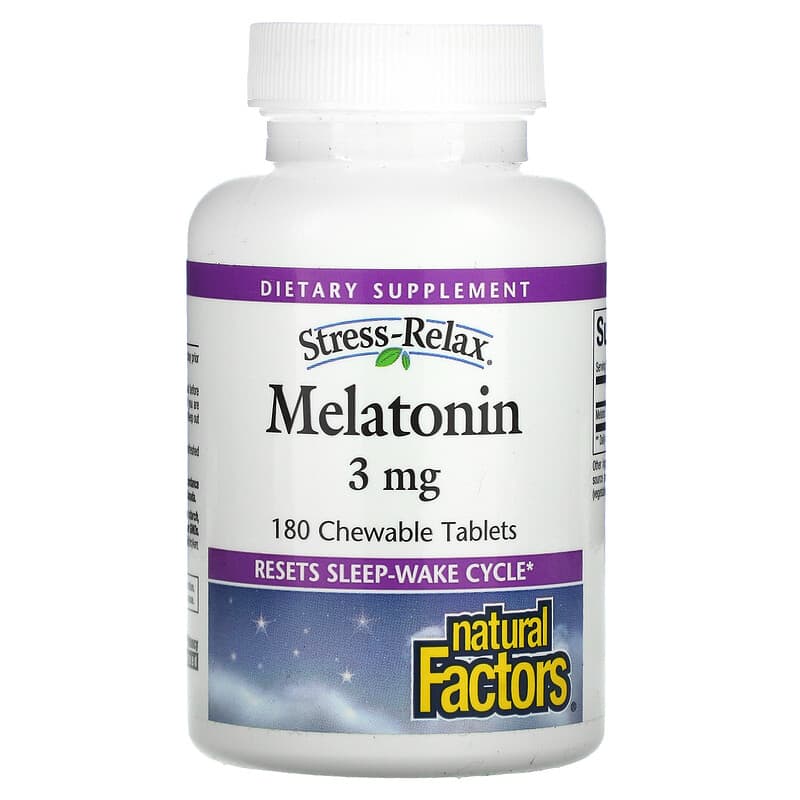 Natural Factors Stress-Relax Melatonin 3 mg  180 Chewable Tablets 68958027166