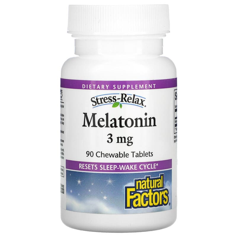 Natural Factors Stress-Relax Melatonin 3 mg 90 Chewable Tablets 68958027159