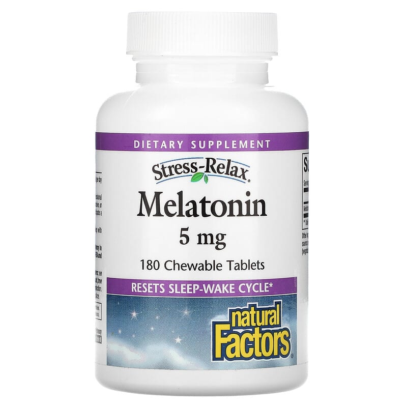 Natural Factors Stress-Relax Melatonin 5 mg 180 Chewable Tablets 68958027180