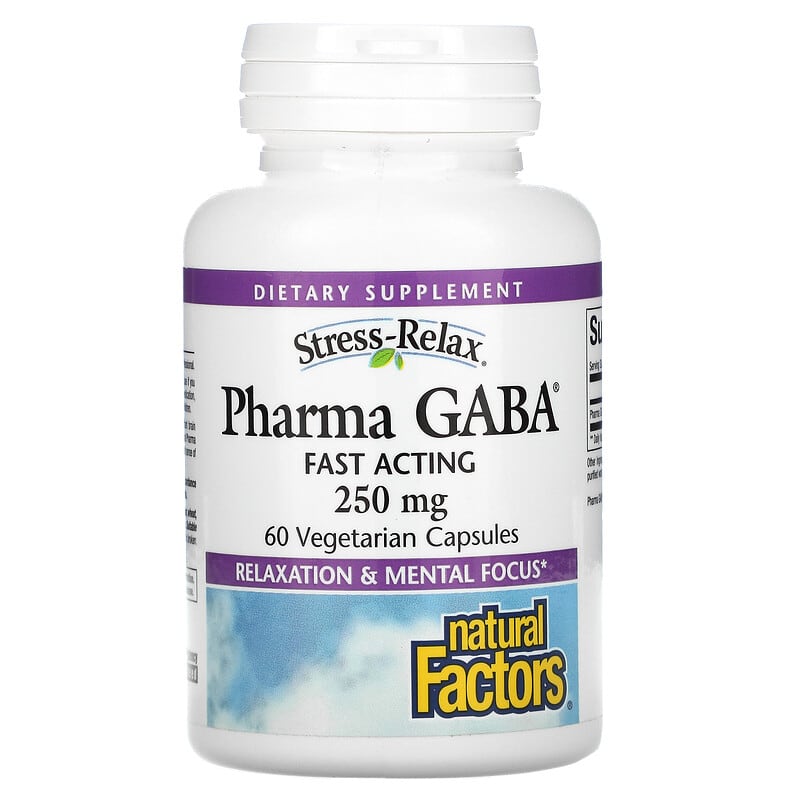 Natural Factors Stress-Relax Pharma GABA 250 mg 60 Vegetarian Capsules 68958028484