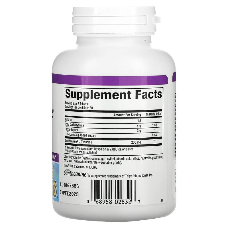 Natural Factors, Stress-Relax, Suntheanine, L-Theanine, 100 mg, 60 Chewable Tablets 68958028323