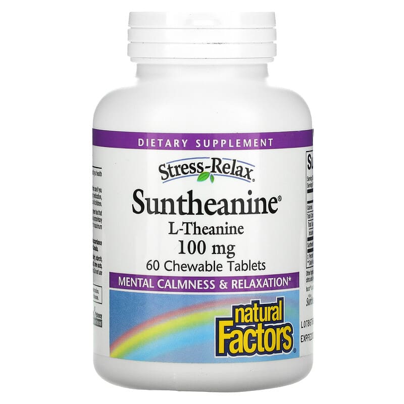 Natural Factors Stress-Relax Suntheanine L-Theanine 100 mg 60 Chewable Tablets 68958028323
