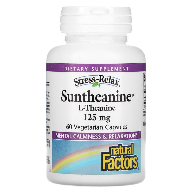Natural Factors Stress-Relax Suntheanine L-Theanine 125 mg 60 Vegetarian Capsules 68958048307