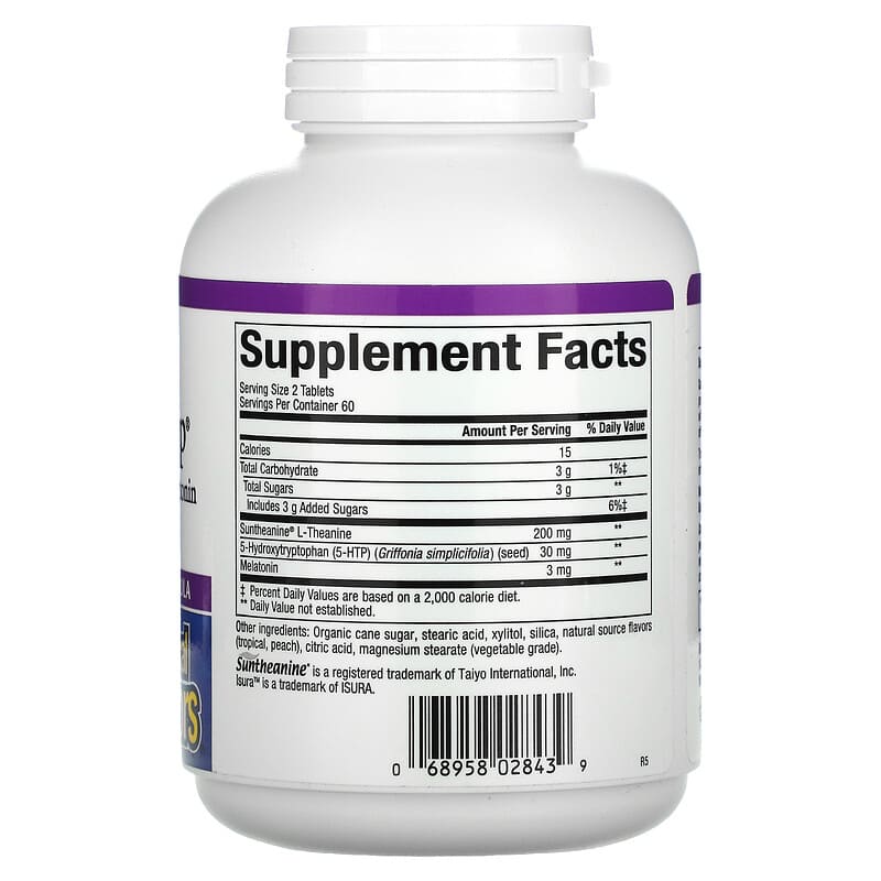 Natural Factors, Stress-Relax, Tranquil Sleep, 5-HTP, Suntheanine & Melatonin, 120 Chewable Tablets 68958028439