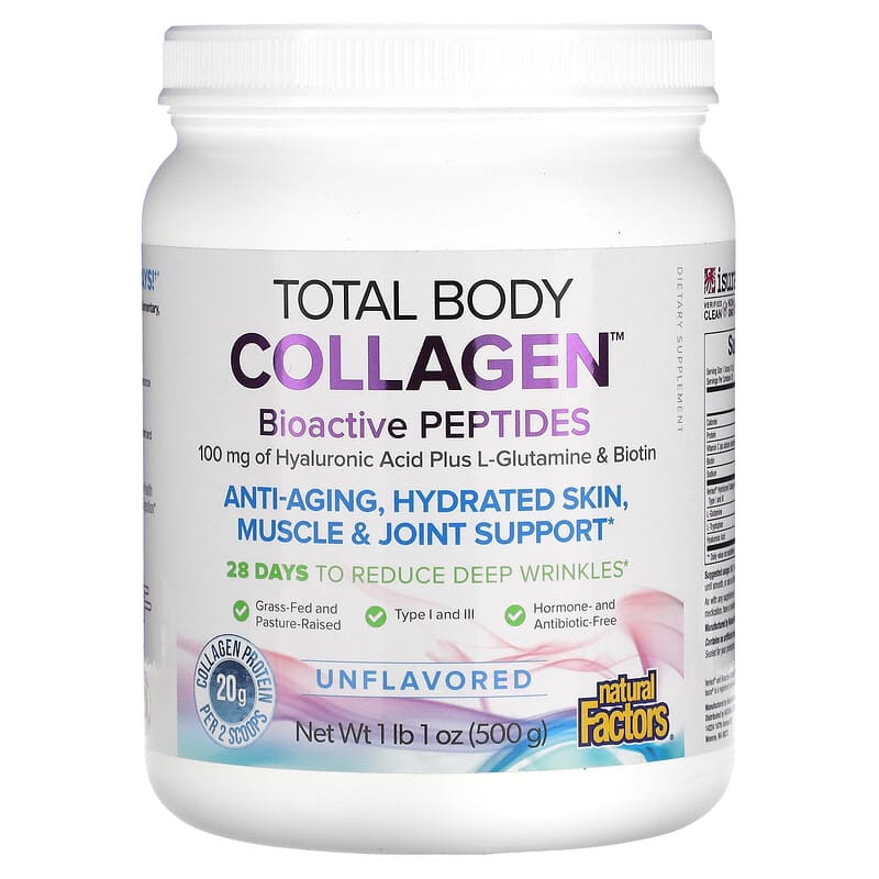 Natural Factors Total Body Collagen Unflavored 1 lb 1 oz (500 g) 68958026329