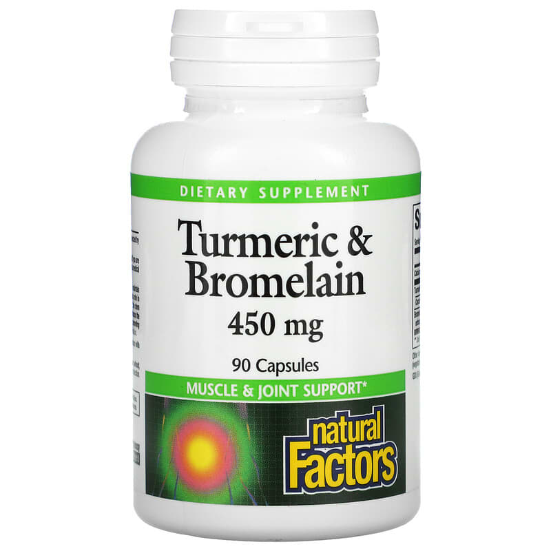 Natural Factors Turmeric & Bromelain 450 mg 90 Capsules 68958017389