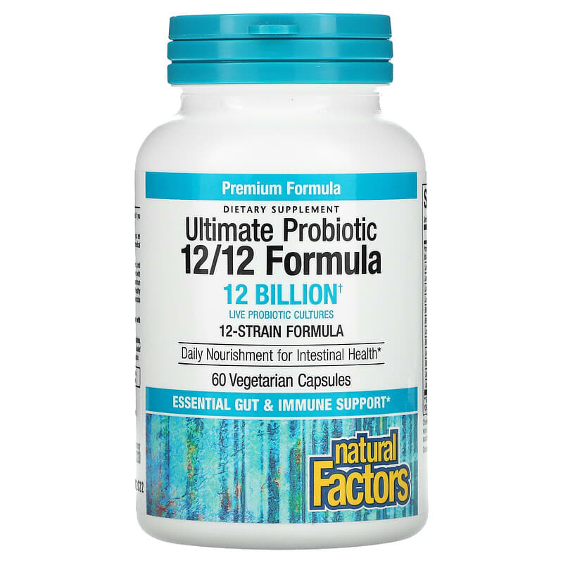 Natural Factors, Ultimate Probiotic, 12/12 Formula, 12 Billion, 60 Vegetarian Capsules 68958018478