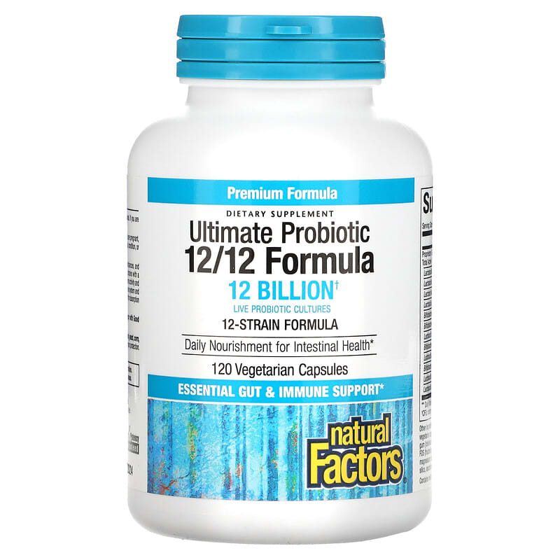 Natural Factors, Ultimate Probiotic, 12/12 Formula, 12 Billion CFU, 120 Vegetarian Capsules 68958018485