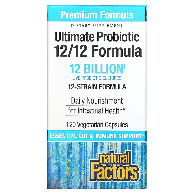 Natural Factors Ultimate Probiotic 12/12 Formula 12 Billion CFU 120 Vegetarian Capsules 68958018485
