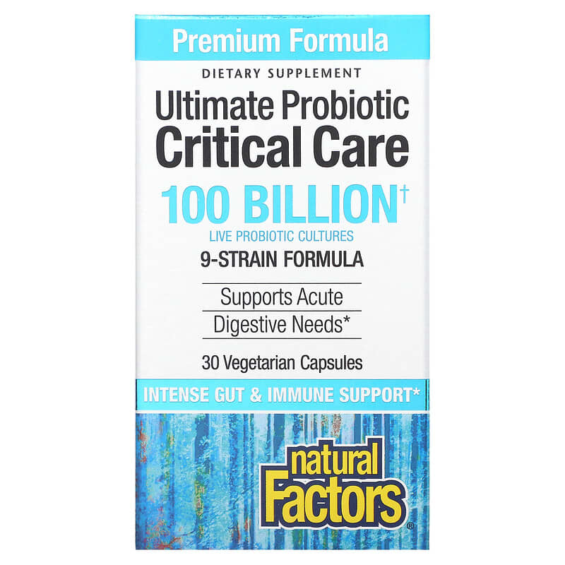 Natural Factors Ultimate Probiotic Critical Care 100 Billion CFU 30 Vegetarian Capsules 68958018195