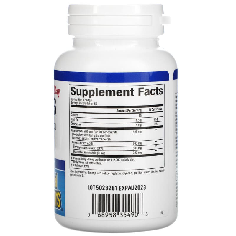 Natural Factors, Ultra Strength One-Per-Day RxOmega-3, 900 mg, 60 Enteripure Softgels 68958354903