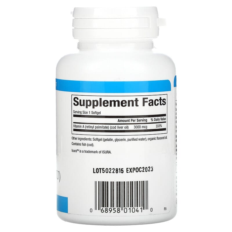 Natural Factors, Vitamin A, 3000 mcg (10,000 IU), 180 Softgels 68958010410