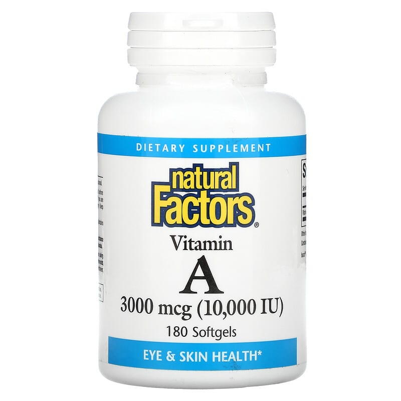 Natural Factors Vitamin A 3000 mcg (10,000 IU) 180 Softgels 68958010410