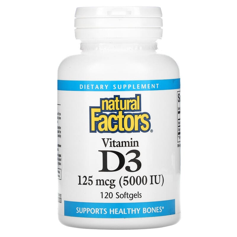 Natural Factors Vitamin D3 125 mcg (5,000 IU) 120 Softgels 68958010564