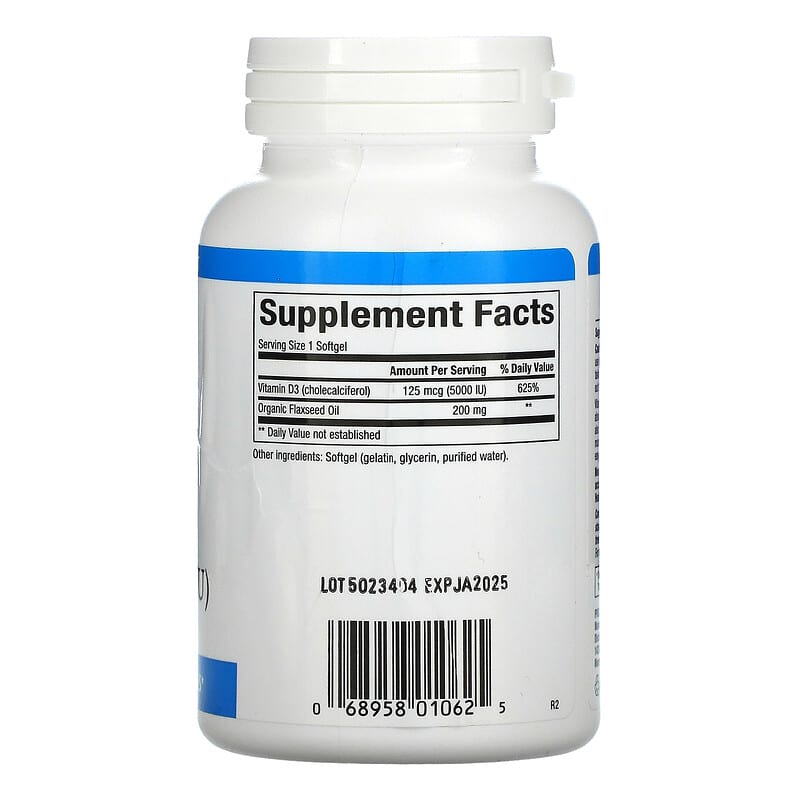 Natural Factors, Vitamin D3, 125 mcg (5,000 IU), 360 Softgels 68958010625