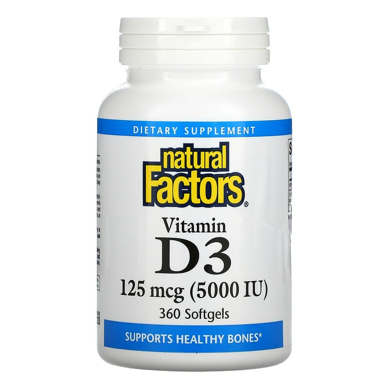 Natural Factors Vitamin D3 125 mcg (5,000 IU) 360 Softgels 68958010625